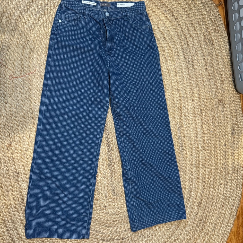 DL1961 Navy Patterned Wide-Leg Pants